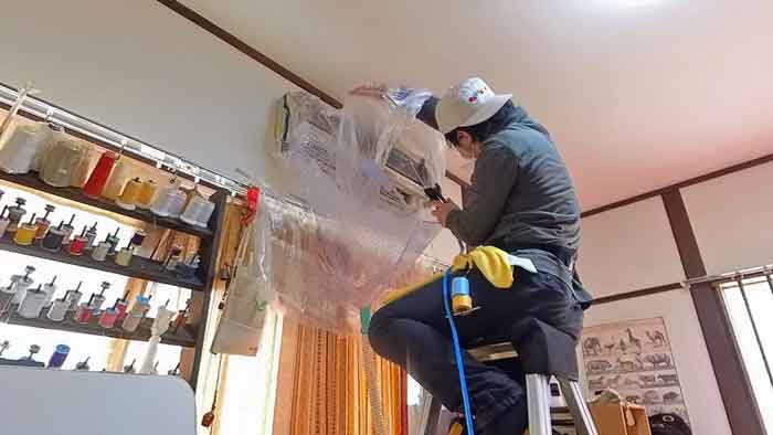 【エアコン洗浄：パナソニック】お洒落古民家CS-254CFR壁掛けルームエアコンの洗浄掃除してきました。